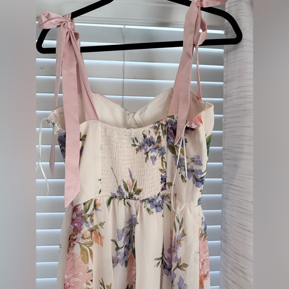 Blush Horizon Tiered Bustier Maxi Dress medium neutral floral - Picture 10 of 12
